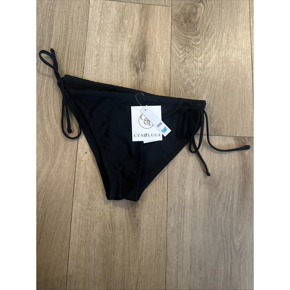 Cyn & Luca Women's Large Tie Bikini‎ Black Swim Bottoms Sexy Beach NWT